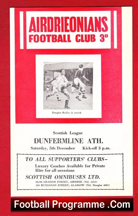 Airdrieonians Airdrie v Dunfermline Athletic 1959