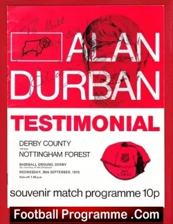 Alan Durban Testimonial Benefit Match Derby County 1973 – SIGNED