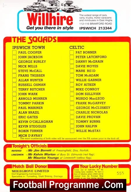 Alan Hunter Testimonial Benefit Match Ipswich Town 1981 SIGNED