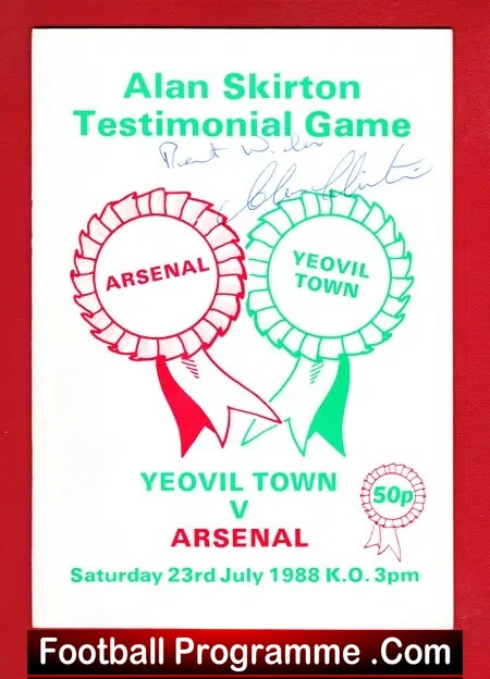 Alan Skirton Testimonial Benefit Match Yeovil Town 1988 – SIGNED