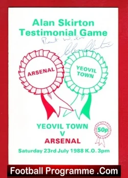 Alan Skirton Testimonial Benefit Match Yeovil Town 1988 – SIGNED