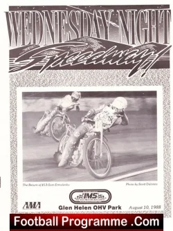 America Speedway Glen Helen OHV Park 1988 - speedway programme