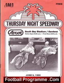 America Speedway South Bay Stadium Gardena 1988 - speedway programme