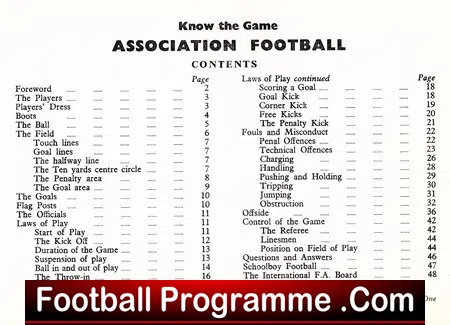 Association Football Booklet - Know The Game - Rules Laws 1960s