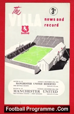 Aston Villa v Manchester United 1954 – plus Reserves