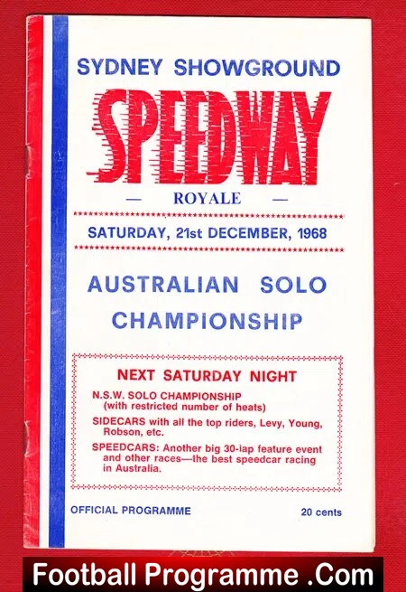 Australia Sydney Showground Speedway Solo Championship 1968