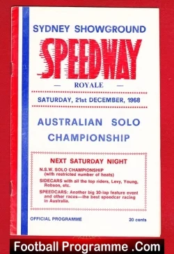 Australia Sydney Showground Speedway Solo Championship 1968