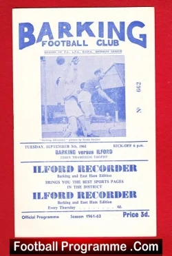Barking v Ilford 1961 - football programme