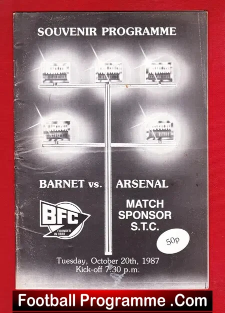 Barnet v Arsenal 1987 – Souvenir Football Programme