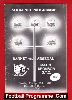Barnet v Arsenal 1987 – Souvenir Football Programme