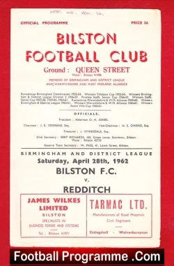 Bilston v Redditch United 1962 – Birmingham District League