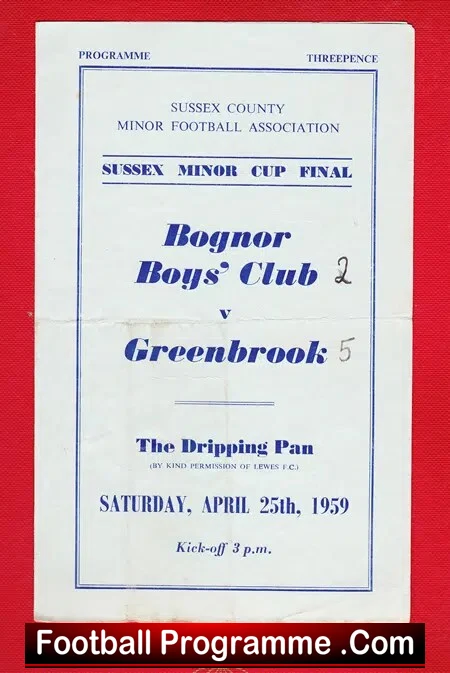 Bognor Boys Club v Greenbrook 1959 – Sussex Minor Cup Final