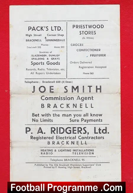 Bracknell v South Reading 1949 - Youth Match Vicarage Lane