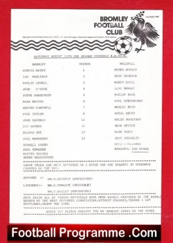Bromley v Millwall 1990 – Pre Season Friendly