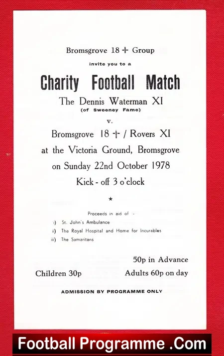 Bromsgrove v Dennis Waterman XI 1978 – Charity Match