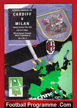 Cardiff City v A C Milan 1996 – European Cup Souvenir