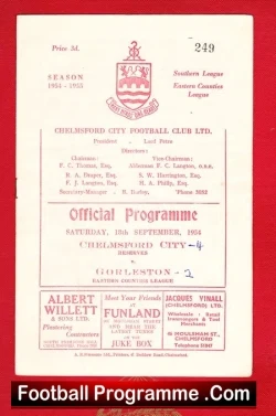 Chelmsford City v Gorleston 1954 – Eastern Counties League