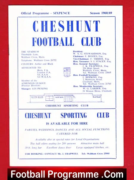 Cheshunt v Enfield 1969