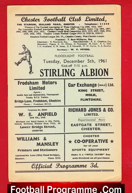 Chester v Stirling Albion 1961