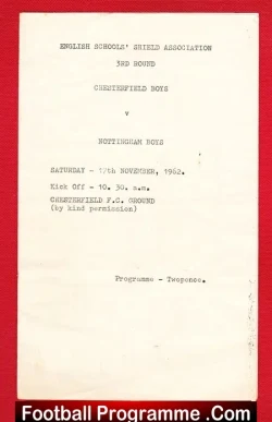 Chesterfield v Nottingham 1962 – Schoolboys