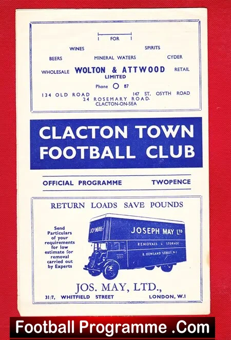 Clacton Town v Harwich Parkeston 1949 – Eastern Counties League