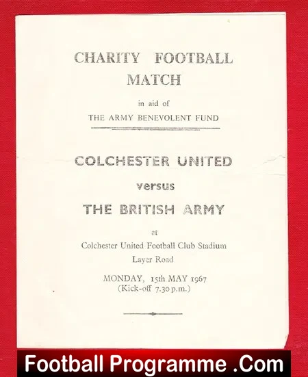 Colchester United v British Army 1967 – Charity Match