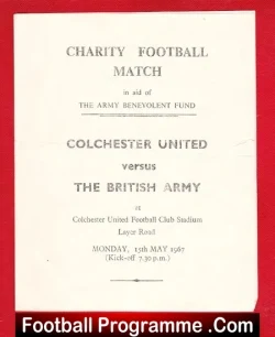Colchester United v British Army 1967 – Charity Match