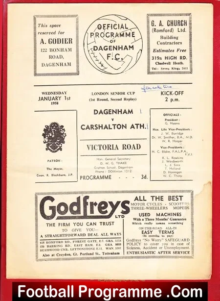 Dagenham v Carshalton 1958 – London Senior Cup