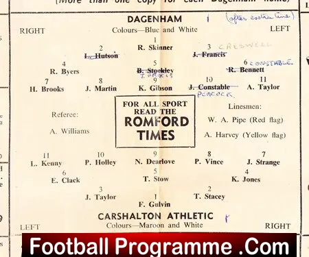 Dagenham v Carshalton 1958 - London Senior Cup