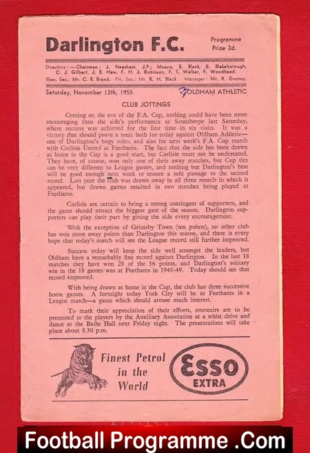 Darlington v Oldham Athletic 1955