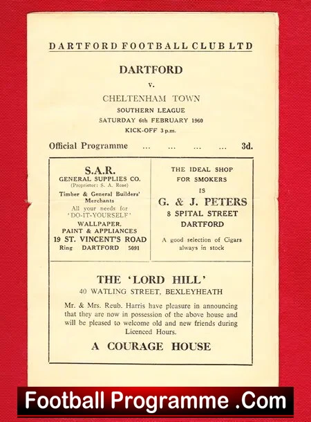 Dartford v Cheltenham Town 1960