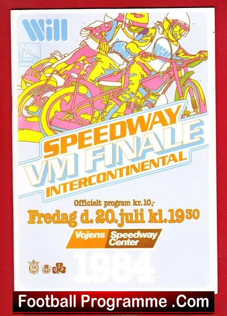Denmark Speedway Programme VM Final 1984 – Vojens