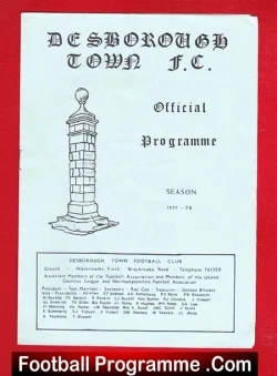 Desborough Town v Stamford 1977 - football programme