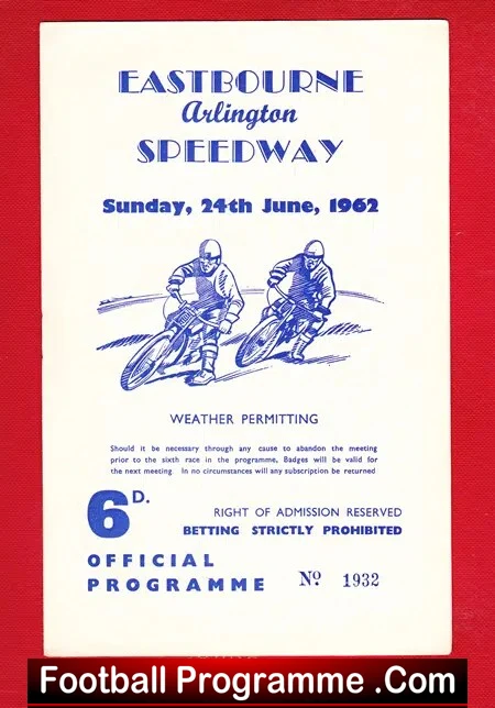 Eastbourne Speedway Championship Of Sussex 1962