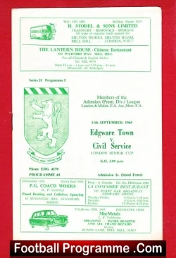 Edgware Town v Civil Service 1965 – Senior Cup