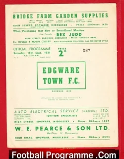 Edgware Town v Maidenhead 1951 – Reserves Match