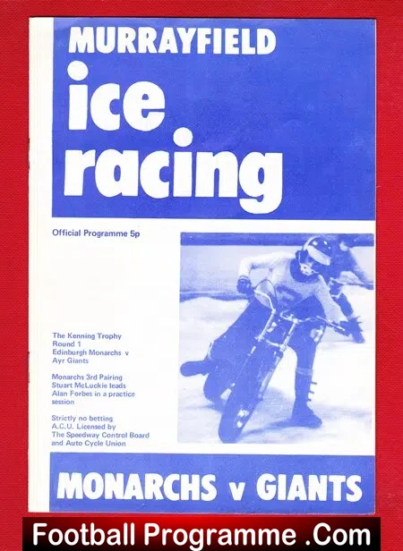 Edinburgh Speedway v Ayr 1972 – Ice Racing Murrayfield