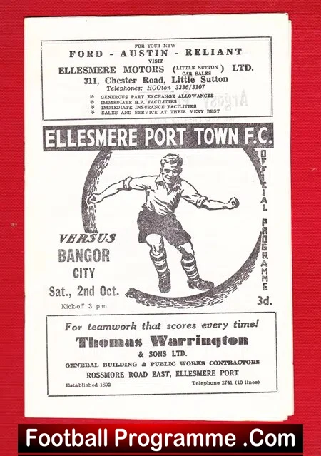 Ellesmere Port Town v Bangor 1965 – no year