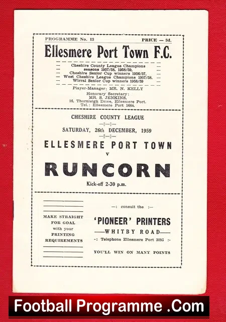 Ellesmere Port Town v Runcorn 1959 – Cheshire County League