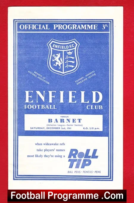 Enfield v Barnet 1961 – Athenian League Senior Section