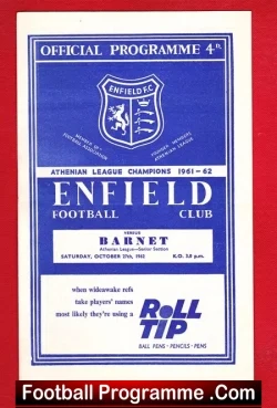 Enfield v Barnet 1962 - football programme
