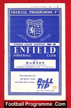 Enfield v Barnet 1962 - to clear - football programme