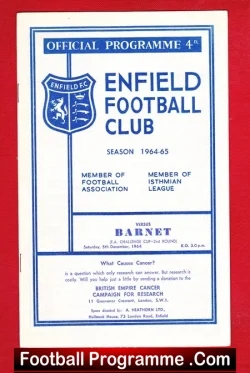Enfield v Barnet 1964 - FA Challenge Cup - football programme