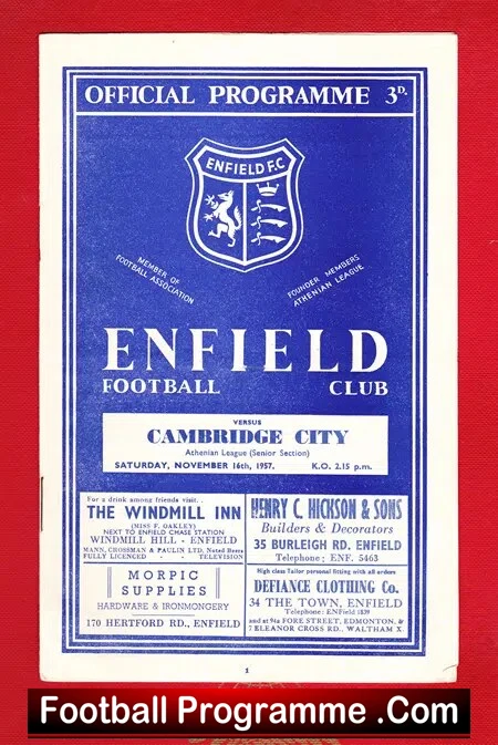 Enfield v Cambridge City 1957
