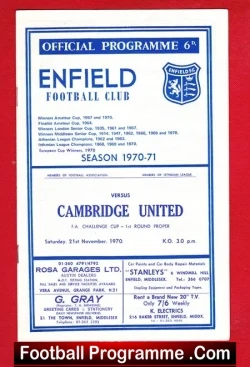 Enfield v Cambridge United 1970 – FA Cup