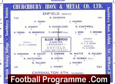 Enfield v Charlton Athletic 1962 - Athenian League