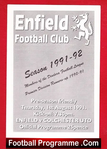 Enfield v Colchester United 1991 – Pre Season Friendly