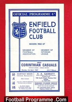 Enfield v Corinthian Casuals 1967 - football programme