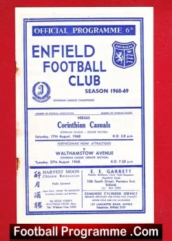 Enfield v Corinthian Casuals 1968 - football programme