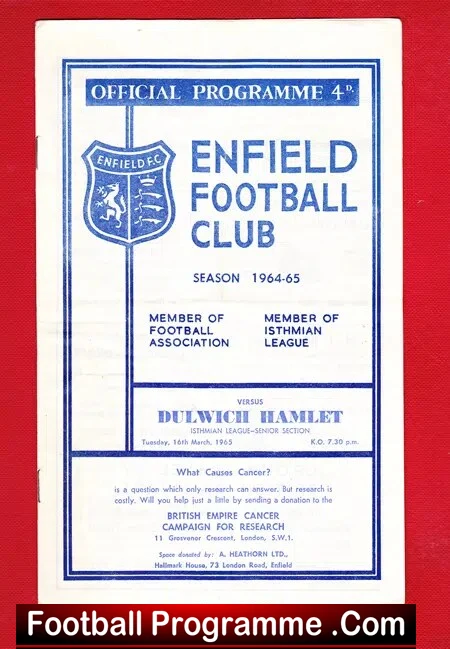 Enfield v Dulwich Hamlet 1965
